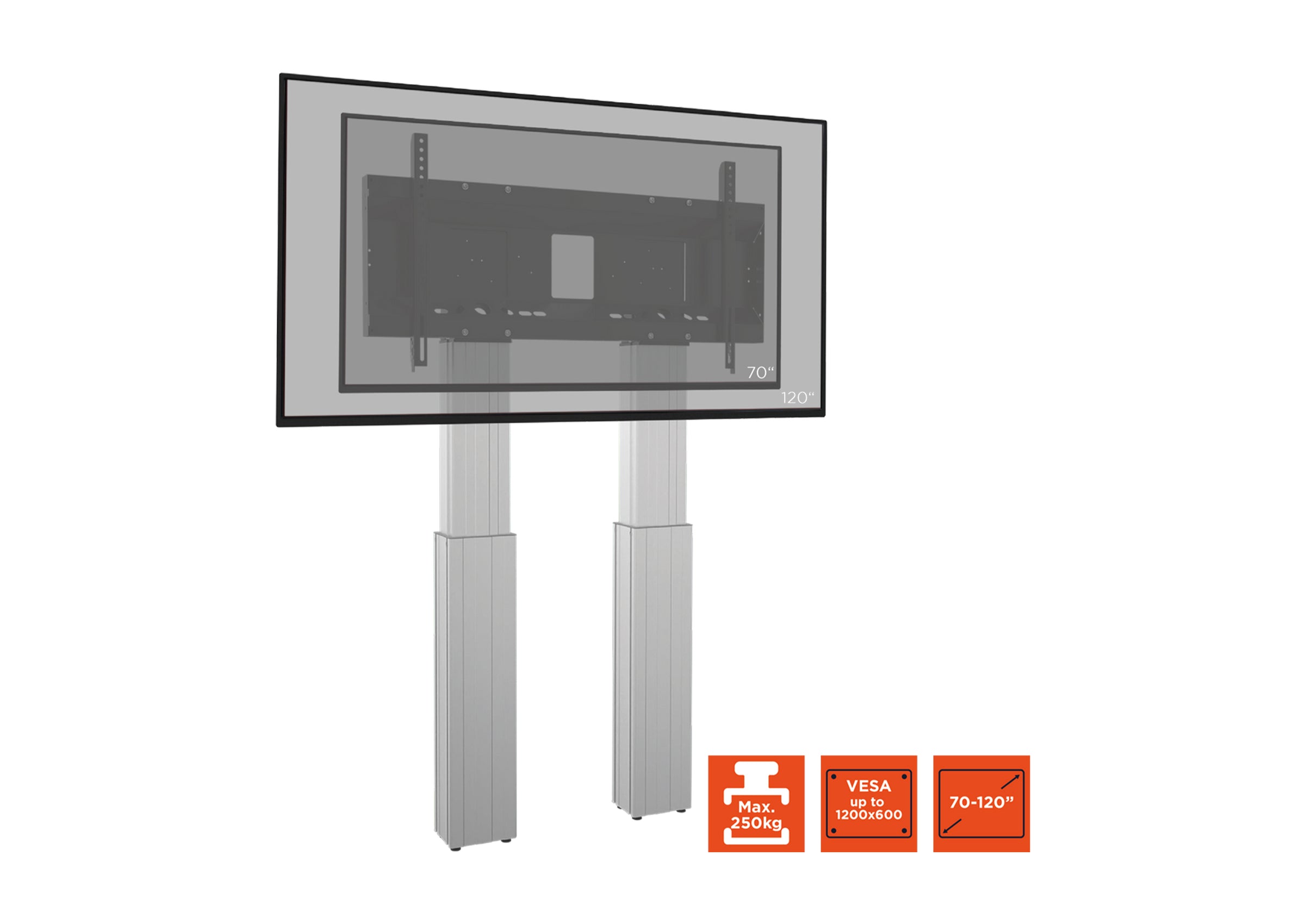 celexon Expert elektrisch höhenverstellbarer Display-Ständer Adjust-70120WS mit Wandbefestigung - 50cm