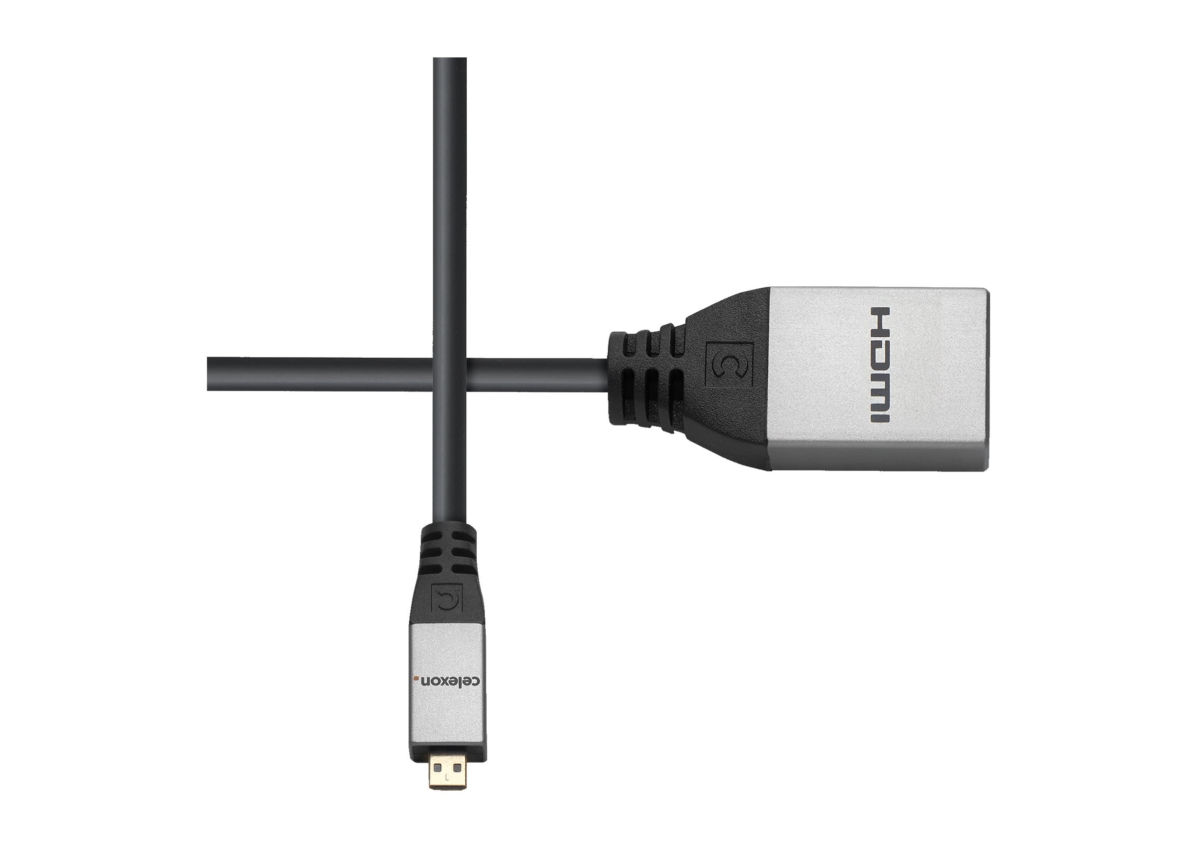 celexon Micro HDMI auf HDMI M/F Adapter mit Ethernet - 2.0a/b 4K 0,25m - Professional Line